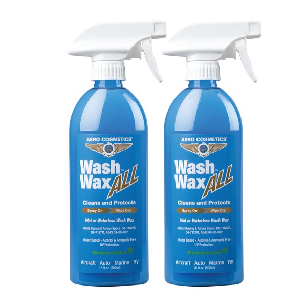Wet or Waterless Car Wash Wax 16.9 Fl.oz 2-Pack Aircraft Quality for your Car, RV, Boat, Motorcycle. Guaranteed the Best Waterless Car Wash. Anywhere, Anytime, Home, Office, School, Garage, Parking Lots
