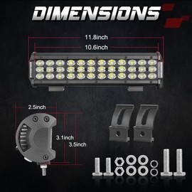 OFFROADTOWN LED Light Bar 12 Inch Triple Row Off Road Light Black LED Bar 108W Spot Flood Combo LED Fog Driving Light w/Brackets Bumper Light for Truck Jeep UTV SXS ATV RZR Can-am Golf Cart Marine