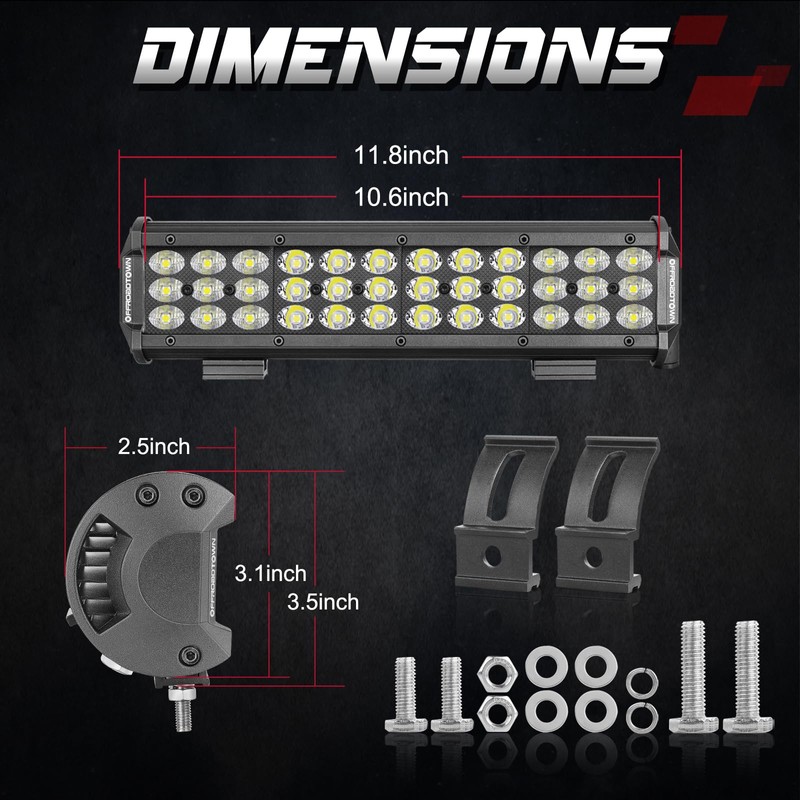 OFFROADTOWN LED Light Bar 12 Inch Triple Row Off Road