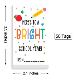 Back to School Gift Bag Tags,Here is to a Bright School Year Happy First Day of School Gift Tags,Teacher Appreciation Gift Tags,Welcome Back to School Gift Tag for Student