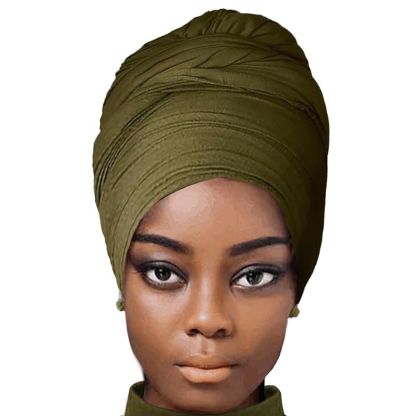 JYLZWXZC Army Green Hair Wrap for Black Women with Natural Hair Large Stretch Soft Edge Scarves for Braids Headbands