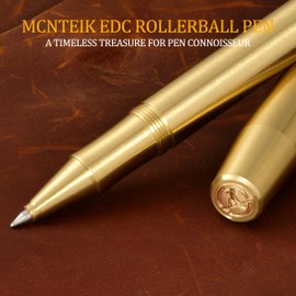 MCNTEIK EDC Luxury Rollerball Pen,Full Brass Pen Body,24k Gilded Pen Clip,Heavy Pocket Pen,Best Pen for Men, Women, Include Fancy Gift Box,Spare black Refill,Classic,Sport,Nice Office Designer Pen Set