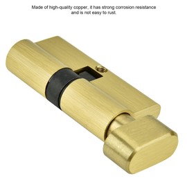 Brass Single Open Lock Cylinder with 3 Keys, 65mm Double Open Cylinder Lock for Storm Doors, Brushed Brass Finish for Security