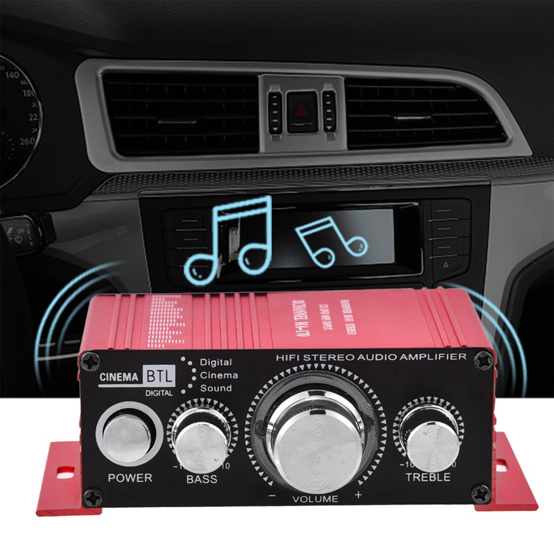 Mini 12V 2 Channel HiFi Stereo Bass Audio Power Amplifier