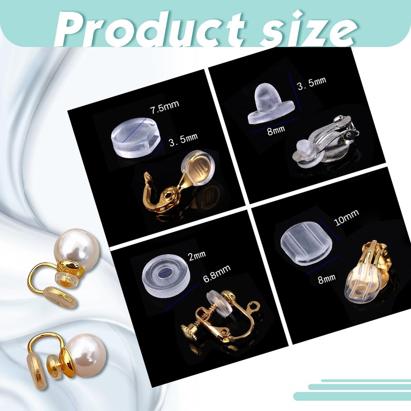 TOAOB 40pcs Flat Silicone Earring Back Pads 4 Sizes Heavy