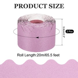 PATIKIL Glitter Bulletin Board Border, 2 Roll 65.6 Feet Poster Chalkboard Cork Decoration Trim Scalloped Borders Wall Decor for Classroom Office Locker, Pink