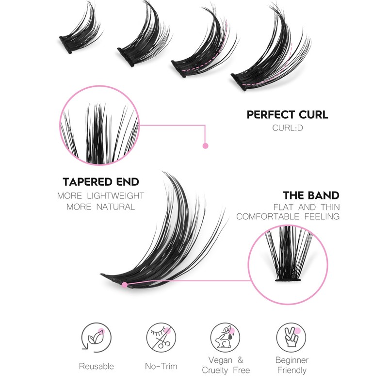 Eyelash Cluster, Manga Eyelash Cluster, Spiky Cluster Eyelash Extensions, 80