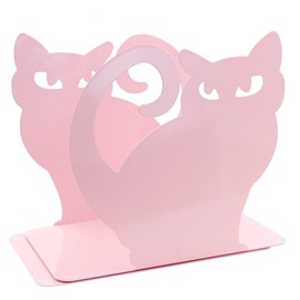 1 Pair Persian Cat Bookends, Kid Cute Cat Nonskid Thickening Iron Book End Animal Metal Bookends Desk Organizer for Shelves Library School Office Home Decor (pink)