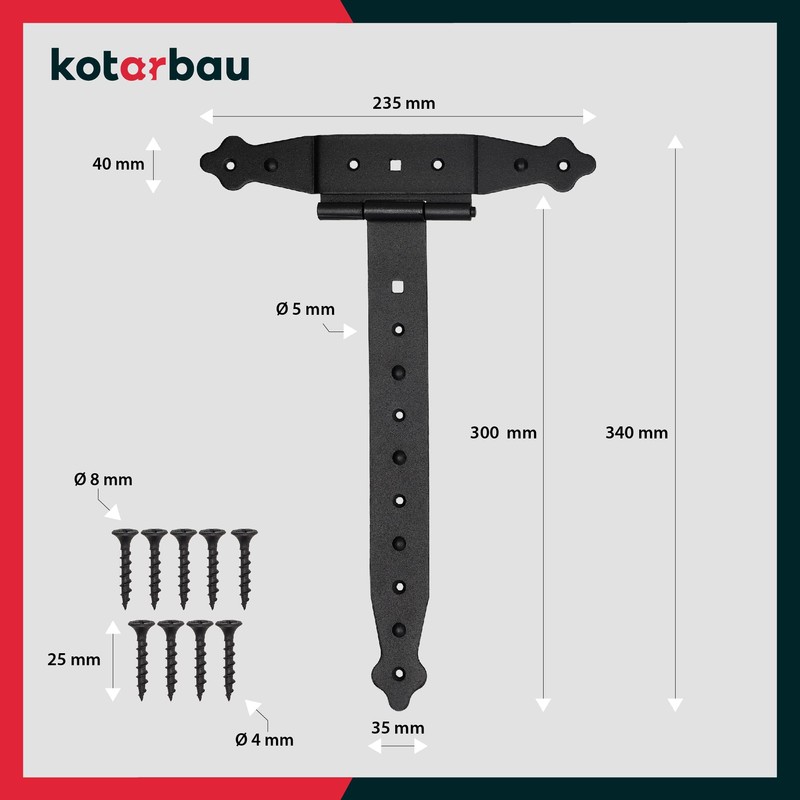 KOTARBAU® Set of 2 Cross Hinges Black 300 mm Shutter