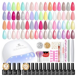Peacecolor Gel Polish Kit with U V Light, 22 Colors White Pink Blue Rose Red Glitter All Seasons Gel Nail Kit with Top Base Coat Nails Art Home Manicure DIY Gifts for Women
