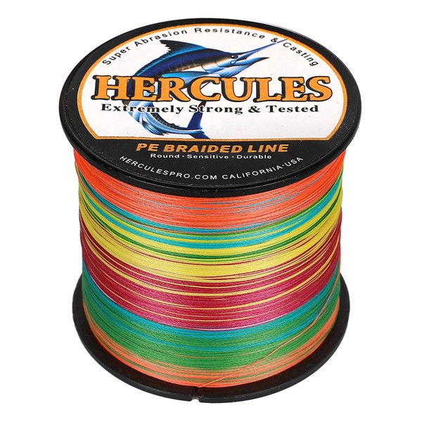 HERCULES PE Line, 4 Strands Fishing Line, 15 Colors, Far-Throw