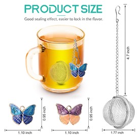 Tea Infuser Set with Dual Butterfly Pendants - NSTaygate Premium Tea Strainers for Loose Tea 304 Stainless Steel Tea Ball