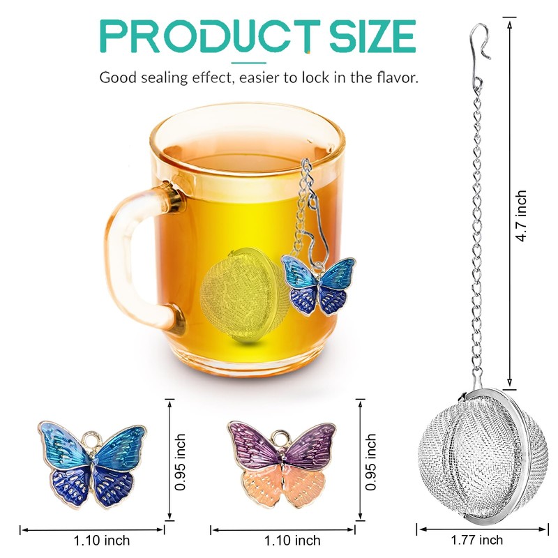 Tea Infuser Set with Dual Butterfly Pendants - NSTaygate Premium