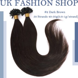 UK-Fashion-Shop 55 cm Bondings Extensions Real Hair 100% Remy Hair Bondings Real Hair Bondings U Tip 1 g x 50 Strands - Dark Brown #2