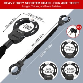 TOKCKYBL Heavy Duty Scooter Lock - 94cm x 6mm Anti-Theft Chain Lock with 3 Keys - Weatherproof, Anti-Shear, Anti-Rust - Electric Scooters, Bikes, Motorcycles