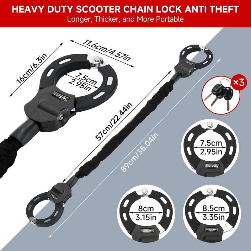 TOKCKYBL Heavy Duty Scooter Lock - 94cm x 6mm Anti-Theft