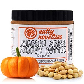 Nutty Novelties Fall Special Pumpkin Spice Peanut Butter - High Protein, Low Sugar Healthy Peanut Butter - Cholesterol-Free, All-Natural Peanut Butter - Creamy Peanut Butter - 15 Ounces