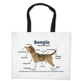 Merchandise for Fans Shopping Bag / Beach Bag with Beagle Alternative Anatomy Design 01, White with photographic print, Beach bag