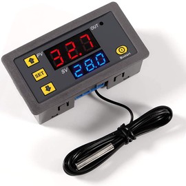 Greluma 1 piece AC 110V-220V 10A digital temperature controller with waterproof NTC 10K probe, heating cooling thermostat switch, sensor, measuring range from -50 °C to 110 °C