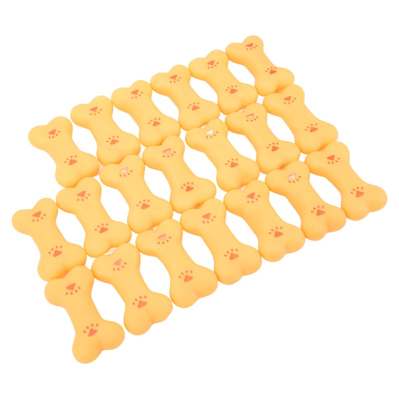 20pcs Rubber Dog Squeaky Bone Toy Teeth Cleaning Dog Bone