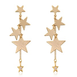 Gold Sparkly Star Drop Earrings Gold Star Dangle Long Tassel Stud Earrings for Women Star Jewelry