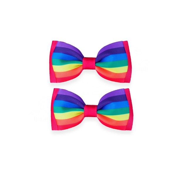 MeiMei Multi Rainbow Pattern 3.25 Inch Hair Bows Hair Tie