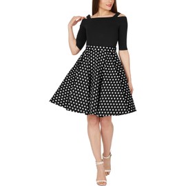 BlackButterfly Vintage Polka Dot Full Circle 1950's Skirt (Black, S)