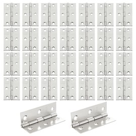 MIVIDE 20 Pcs 3in Door Hinges, 75mm Door Hinges 3”, Silver Stainless Steel Hinges, Butt Hinges 75mm for Interior Doors, Window, Small Household Furniture, Cabinet