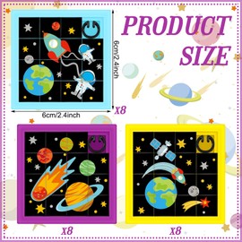Halloscume 24 Pcs Fun Space Slide Puzzles Toy Bulk Kid Sliding Block Puzzle Games and Party Favors for Vbs Vacation Bible School Supplies Family Party Educational