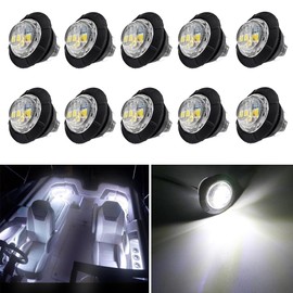 UWDESY 10 Pcs White Waterproof Round Marine Boat LED Light,Utility Boat Interior Light,Boat Navigation Deck Courtesy Lights for Yacht Boat Step Cockpit Bow Stern Fishing Pontoon Sailboat Kayak