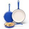 Nonstick Enameled Cast Iron Cookware - 3 Frying Pan Set