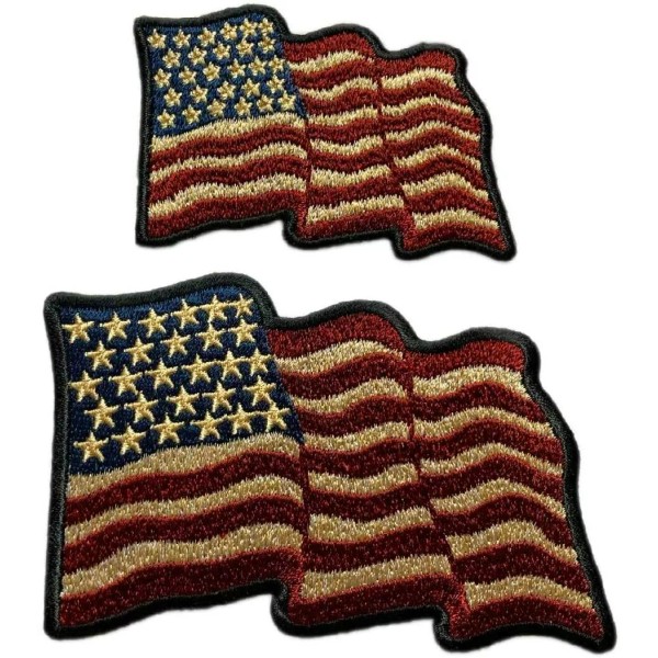 MILTACUSA Waving Distressed USA American Flag Patch [2PC Bundle- Iron