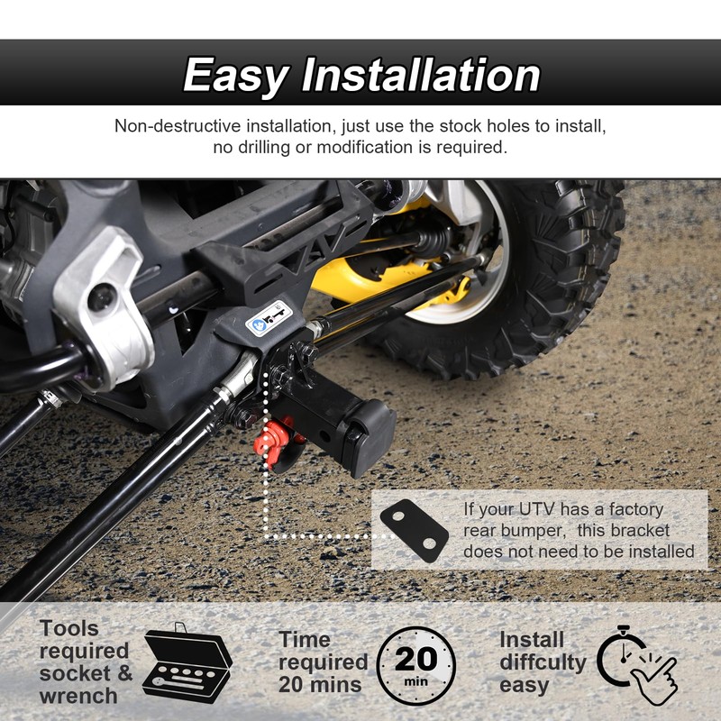 ROMELACK 2” Rear Receiver Trailer Hitch No Drill Compatible with