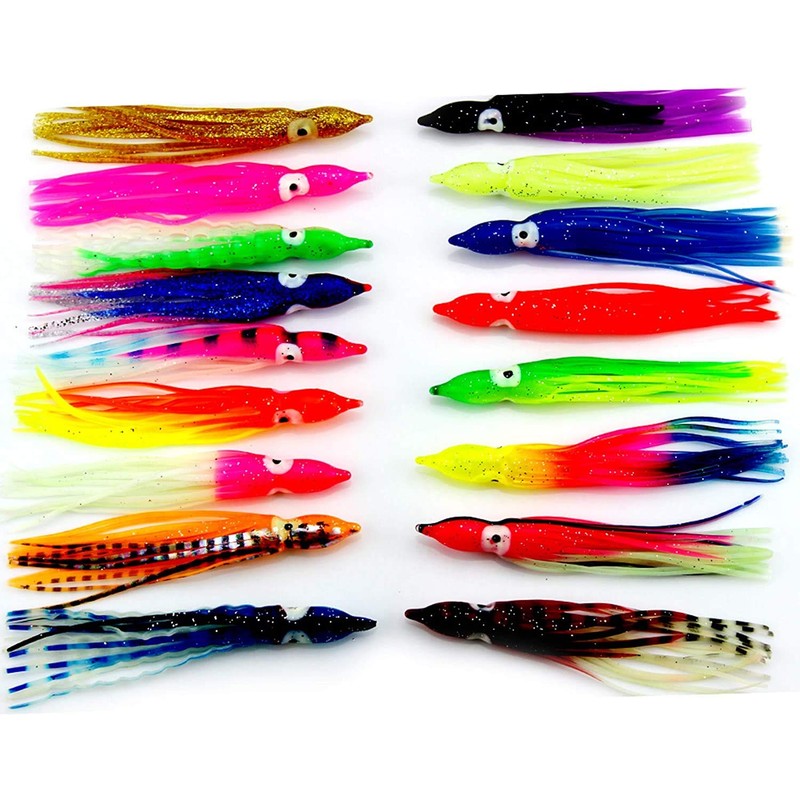 ANCLLO 30 Pieces Multicolor Soft Octopus Lures Squid Rock Baits