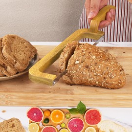 Ittnim Bread Knife for Homemade Bread, Sourdough Bread Cutter, 15" Wooden Bread Bow Knife with Improved Grip, Thickened Stainless Steel Blade Easy to Cut Sourdough Bread, Baguettes and Fruits