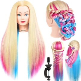 Morris 28 Inch Cosmetology Mannequin Head with Synthetic Hair Styling Head for Hairdresser Training Head Manikin Doll Head Long Hair Mannequin Head fo