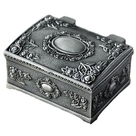 Belons Retro Schmuckkästchen Schmuckschatulle Zinklegierung Schmuckdose Schmuckbox für Damen Mädchen Kinder, Antike Silber