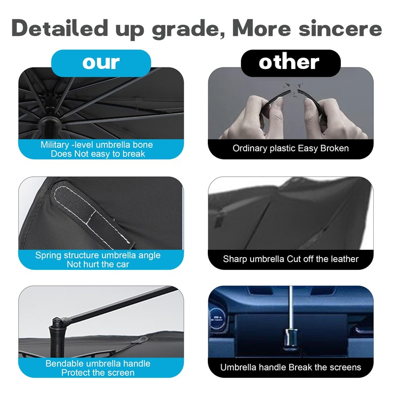 Windshield Sun Shade Umbrella, Portable Foldable, Spring Structure Wind Shield,