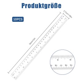 Pack of 10 Transparent Plastic Rulers 30 cm, Ruler Set, Reading Ruler, Straight Measuring Tool with Inch and Metric Scale, School Supplies Ruler for School, Office, Home, Primary School, Ruler 12 Inch