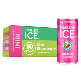 Sparkling Ice Kiwi Strawberry Sparkling Water, with Antioxidants and Vitamins, Zero Sugar, 7.5 fl oz Mini Cans (Pack Of 10)