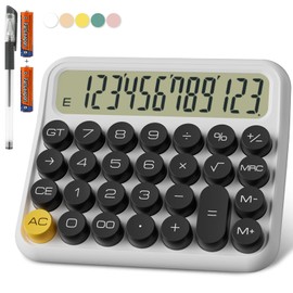 Mechanical Calculator 12 Digit Extra Large 5-Inch LCD Display, DECKLIT Battery Desk Calculator, Big Buttons Easy to Press Use as Office Calculators Desktop, 15°Tilt Screen for Kids Calculator(Black)