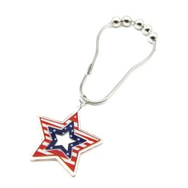 12Pcs 4th of July Shower Curtain Hooks Patriotic Shower Curtain Hooks with Red White Blue Acrylic Pendants Capitol, Eagle, Stars, Sunflower Independence Day Rustproof Bathroom Decor Accessories