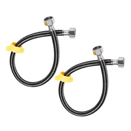 METALLIXITY Faucet Supply Line Connector (600mm/24) 2Pcs, 304 Stainless Steel G1/2 Female to G1/2 Female Water Supply Hose Connector - for Kitchen Bathroom, Black