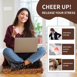 XMLINPER Four Seasons Natural Olive Wood Bead Seat Pad Mat Comfy Cool Summer Massage Car Seat Cushion (Square) for Truck,RV,Pickup,Office Chair Cover (Brown)