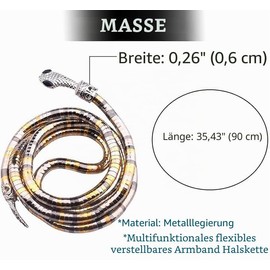 Nucalt Jewellery Snake Chain Snake Bangle Chain Silver Women's Headpiece Snake Bracelet Jewellery Bangle Upper Arm Men's Necklace for Women Men Medusa Make-Up Outfit