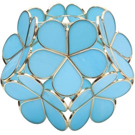 Bieye S10752 Tiffany-Style Stained Glass 8-Inch Flower Petals Lampshade for E26 Light Socket (Ice Blue)