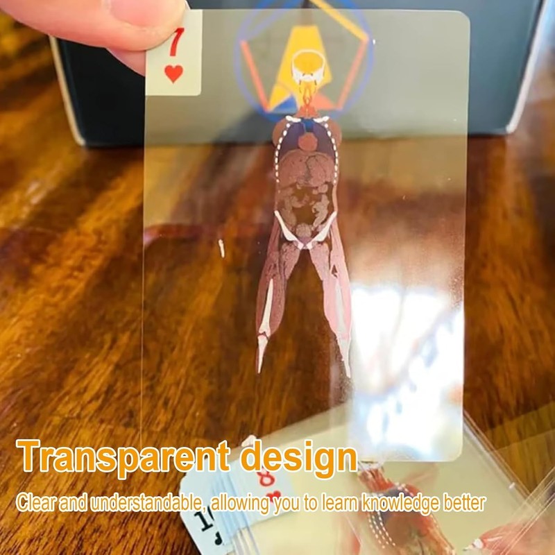 The Body Deck Educational Playing Cards, 3D Transparent Skeleton Design,