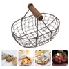 Angoily Wire Egg Basket with Wooden Handle Egg Collection Basket