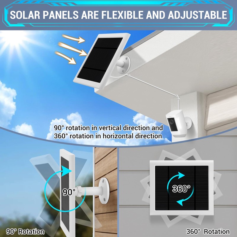 Fehuatenda 2 Pack - Solar Panel for Ring Camera, Compatible