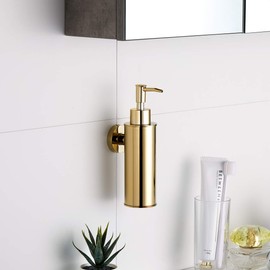 BGL Soap Dispenser Stainless Steel 304 Wall Mount Liquid and Soap Dispenser for Kitchen and Bathroom (Gold, Round)